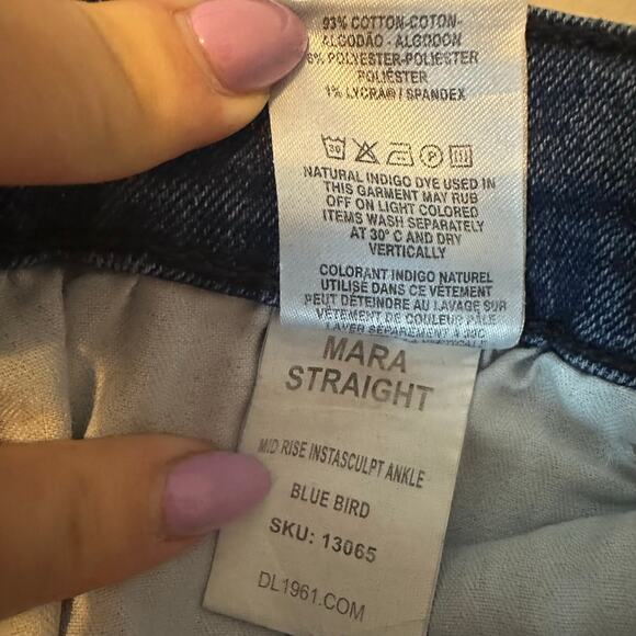 DL1961 Mara Straight  Mid Rise Instasculpt Ankle Jeans in Blue Bird Size 29 - Picture 6 of 6